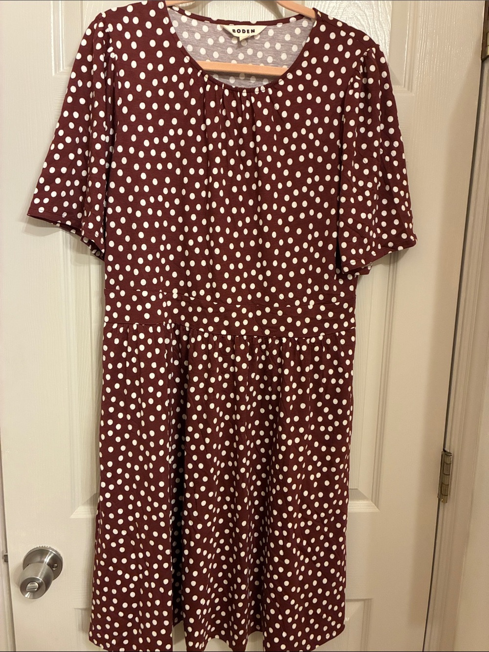 Boden Burgundy and White Polka Dot Girls' Casual Dress